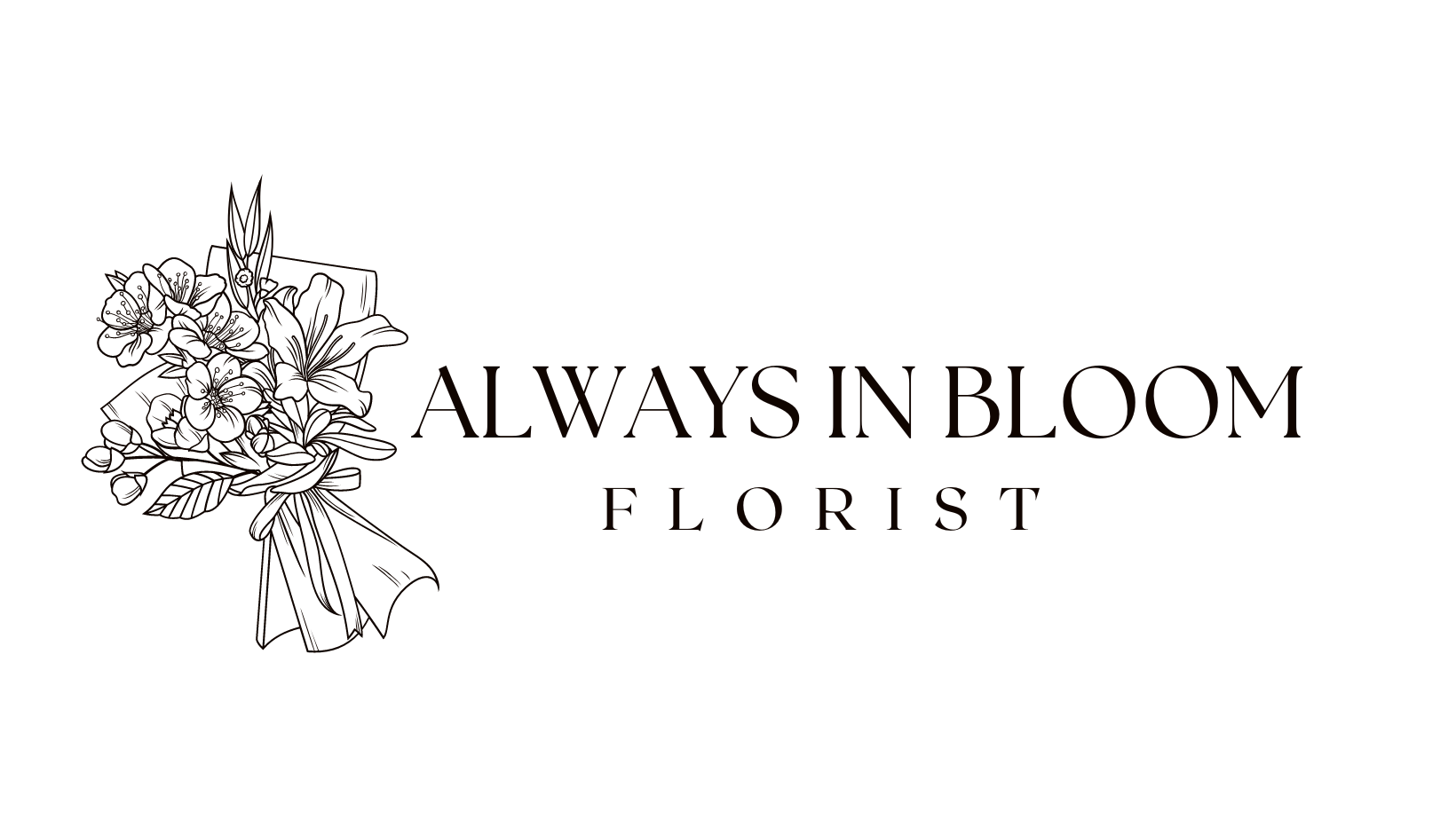 Always In Bloom Florist Logo with bouquet of a variety of flowers.
